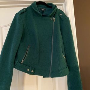 Green lace moto jacket